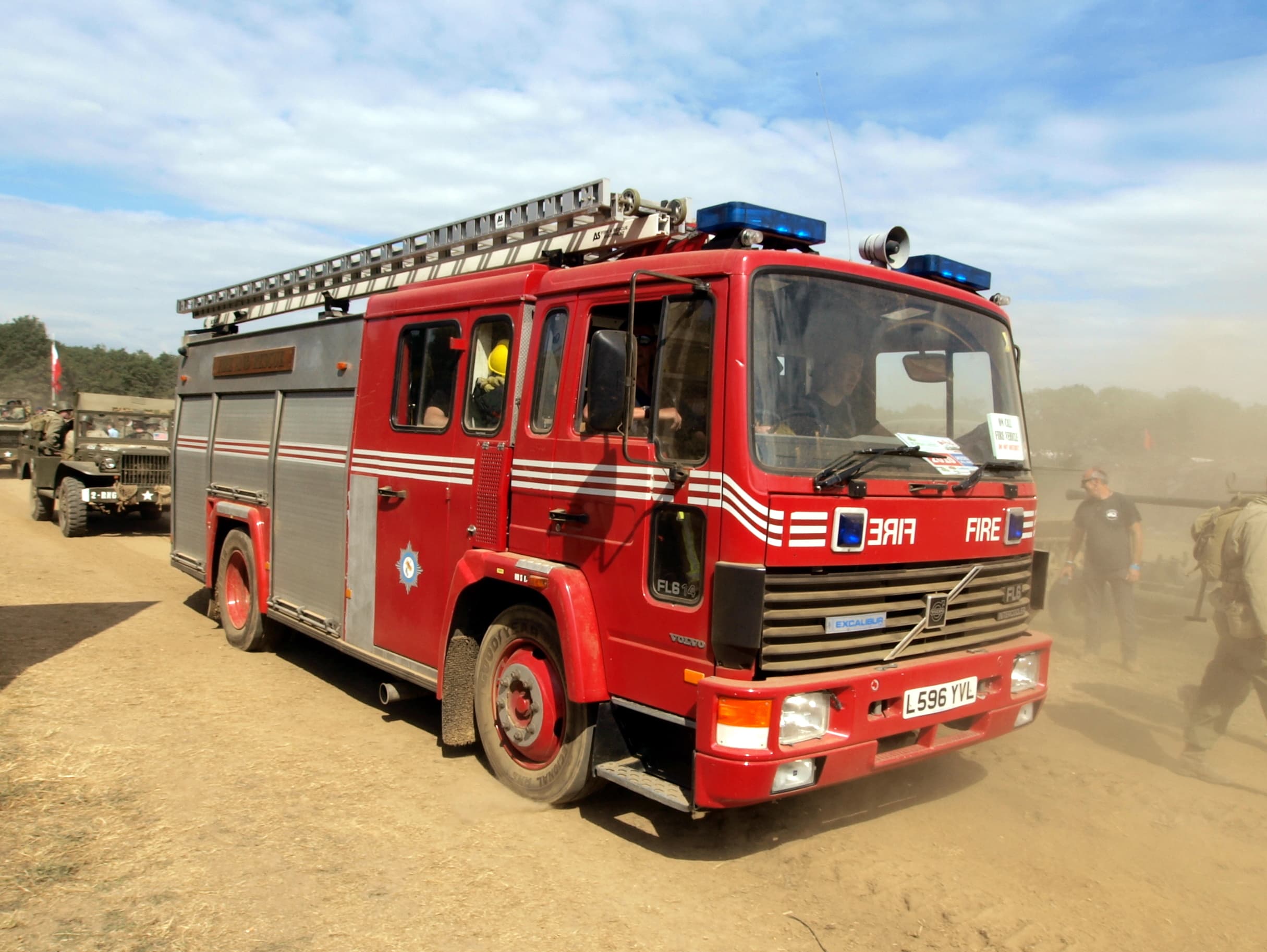 A fire engine truck parked at an event